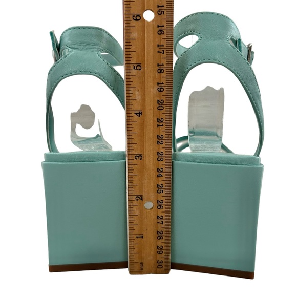 VINCE CAMUTO Jarenn Leather Pale Turquoise Block Heel Sandals 8 - Picture 4 of 9